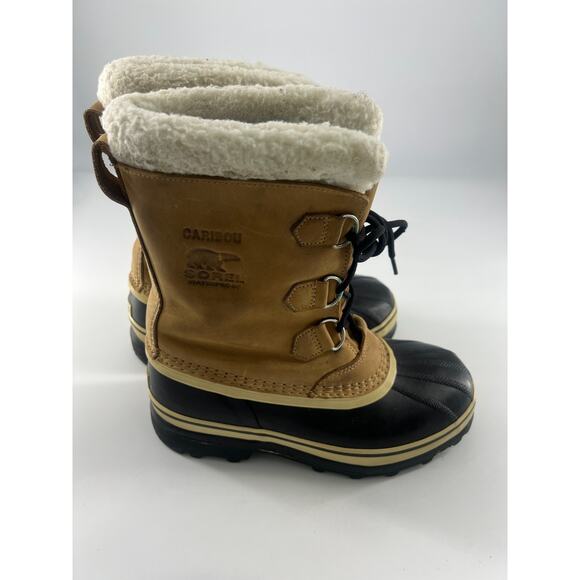 Sorel Boots Womens Size 6 Brown Tan Black Caribou Waterproof Winter Warm - Picture 2 of 10